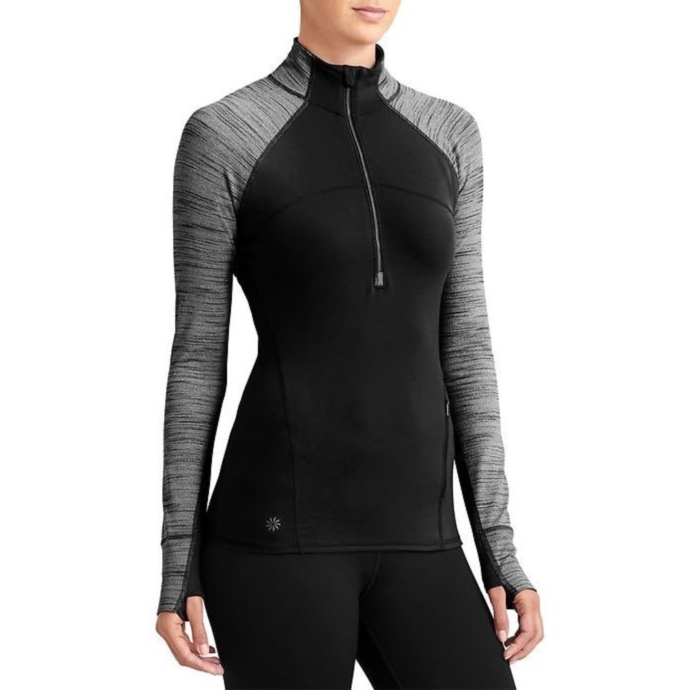 Athleta Gap Running Wild Half Zip Pullover Long Sleeve Top‎ Shirt Jacket Black S - Picture 2 of 5